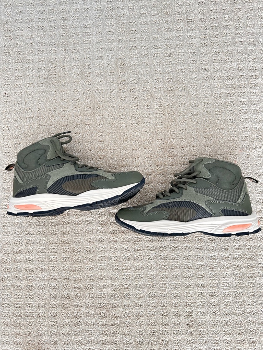 Fabletics Olive Green High-Top Sneakers with Peach Accents